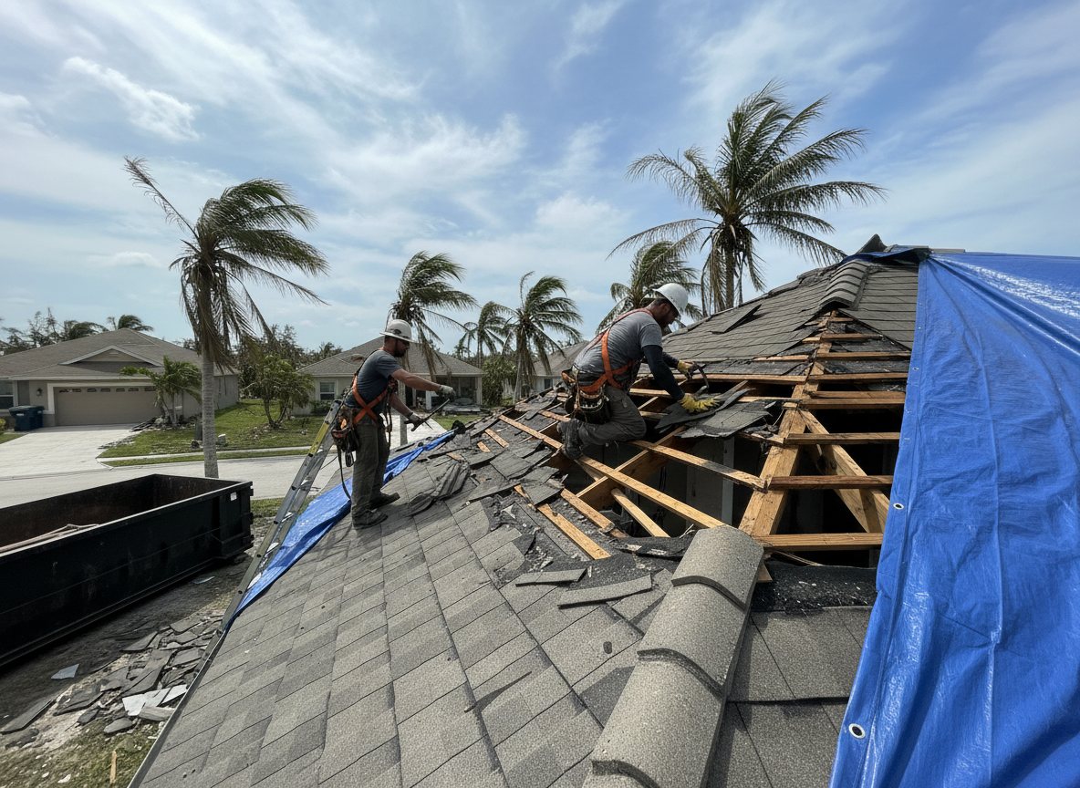 Storm damage roof repair in Cutler Bay